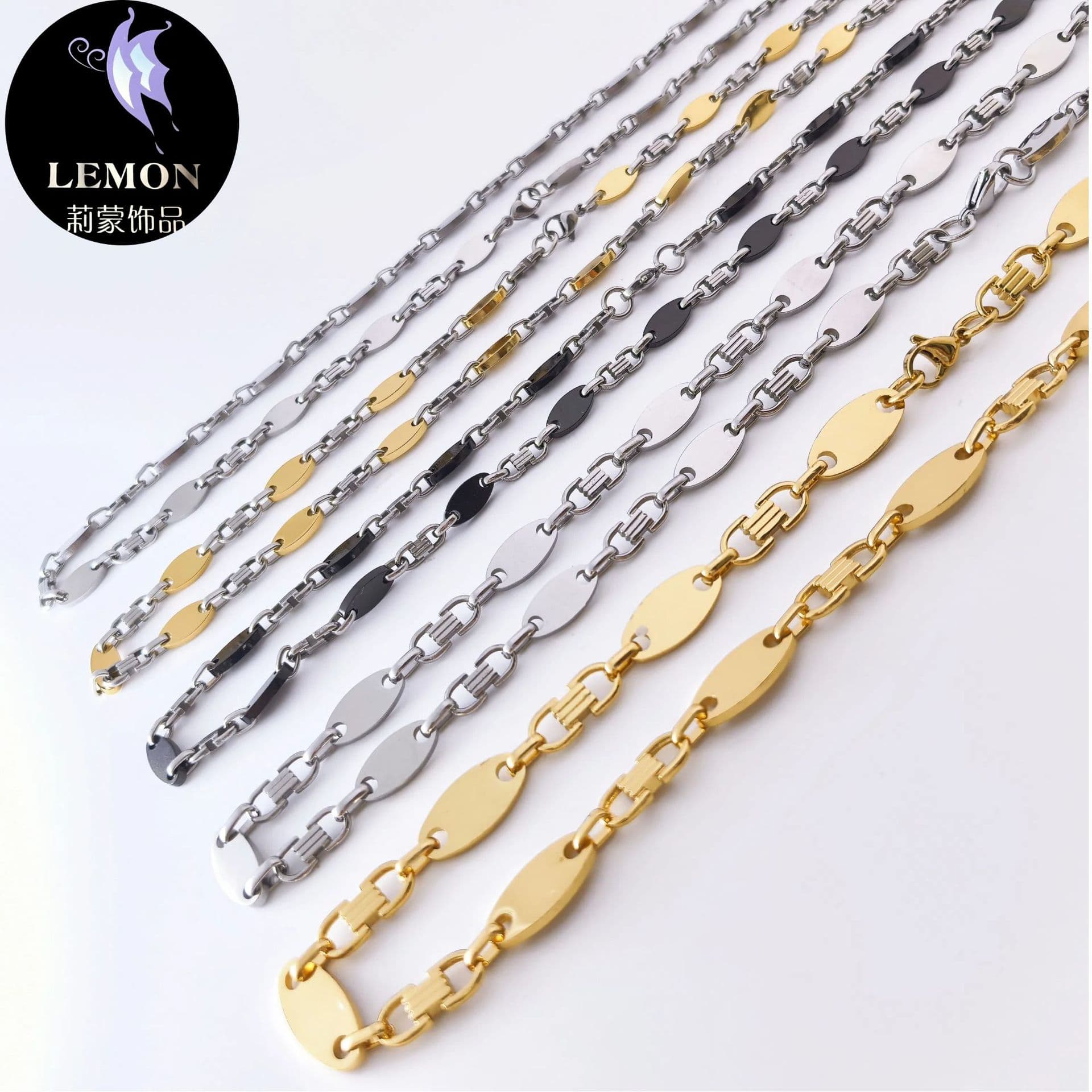 Cross-Border Hot Selling Trendy Men's Handmade Fashionable Elegant Necklace Emperor Smooth Stainless Steel Loop Flat