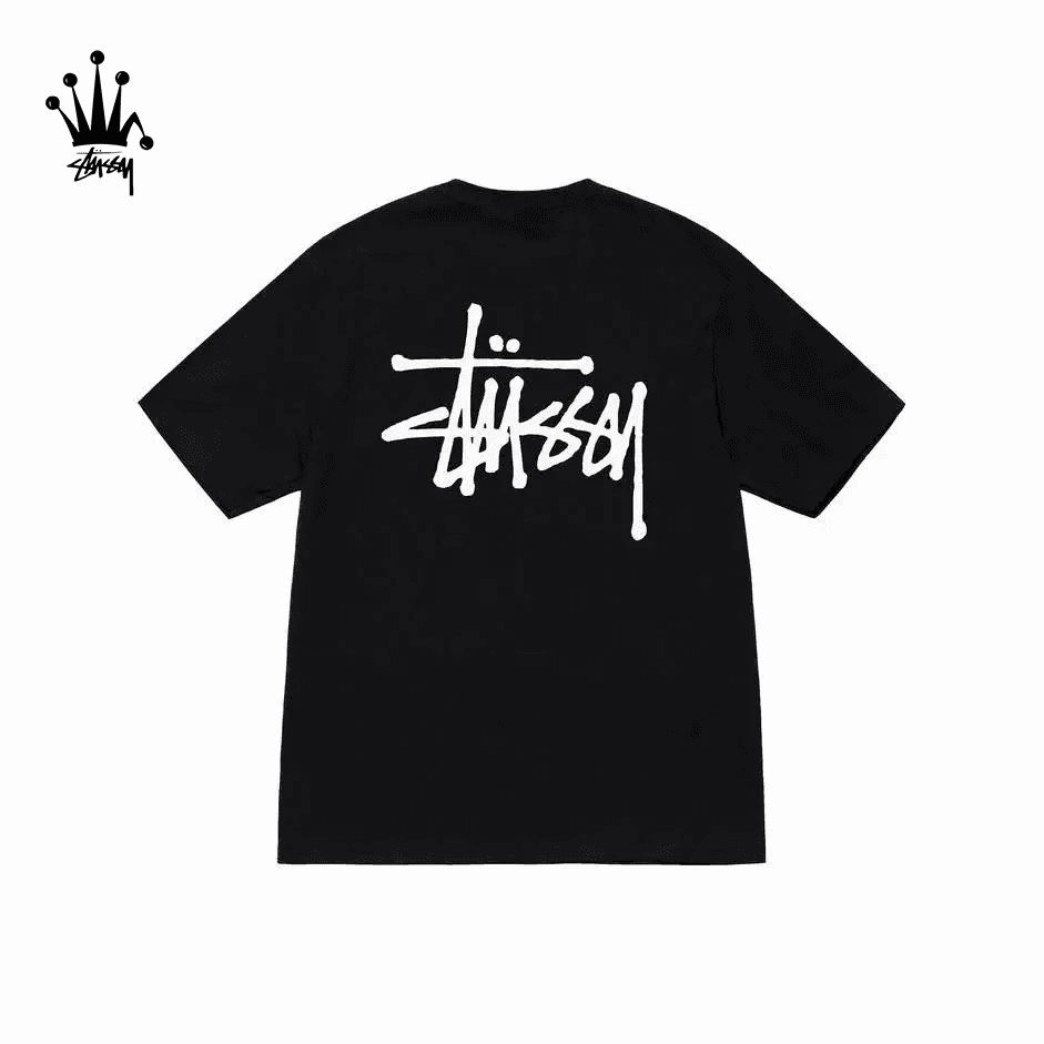 Stussy SS23 Basic St Ü Ssy Tee Letter Logo Printed Round Neck Hooded Short Sleeve T-shirt For Couples