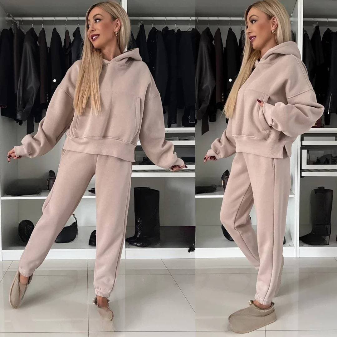 Women's Clothing new fashion suits for women long sleeved hooded sweatshirts with cuffs and trousers two piece suit