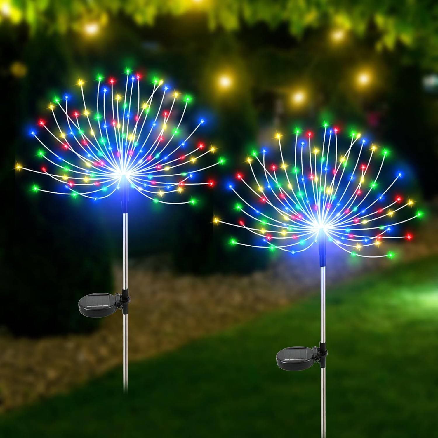 Solar LED Stake Lights – Waterproof Garden Decoration With Firework & Starry Effects, Copper Wire String Lights For Patio, Pathway & Lawn