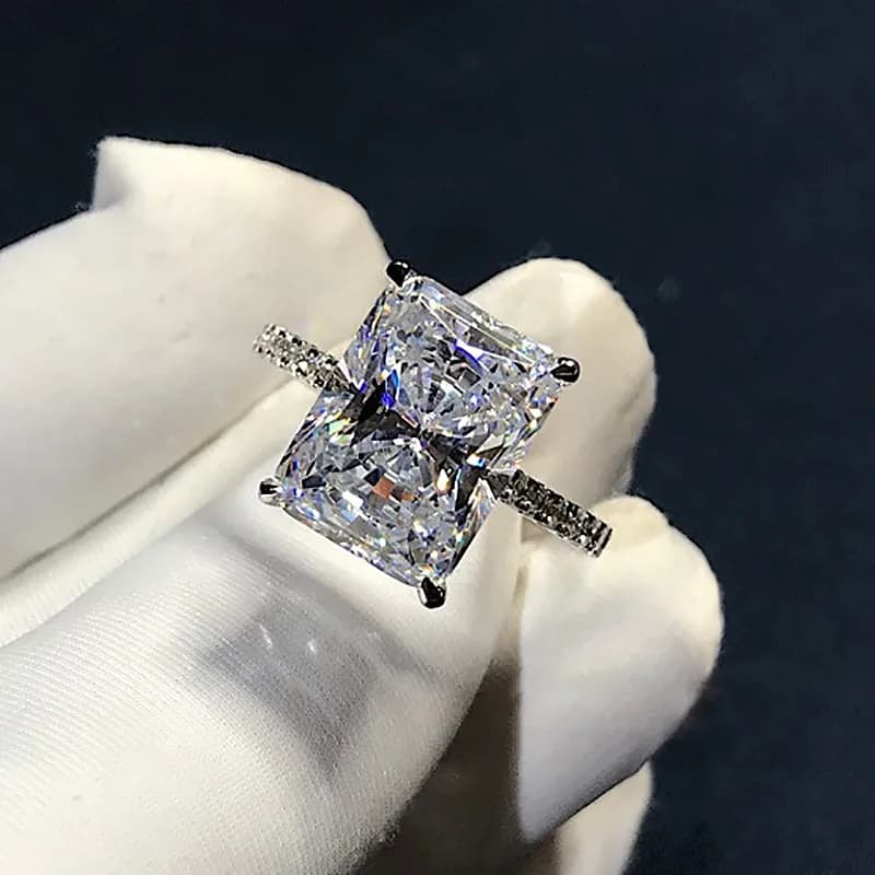 Radiant Cut 3ct Lab Diamond Ring Sterling Sier Bijou Engagement Wedding Band Rings For Women Bridal Party Jewelry
