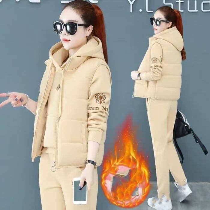 Women's Clothing vest three piece suit middle aged and elderly plus velvet thickened sportswear suit