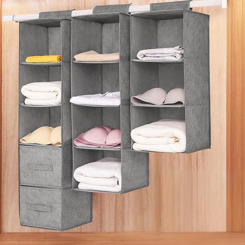 Family Organizer 6 Layer Hanging Closet Cotton Linen Storage Bags With Drawers For Clothes Accessories Home Organization