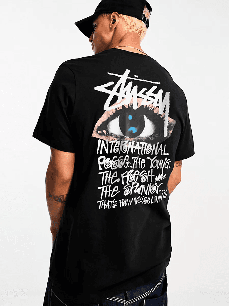 Stussy Ocular Tee Eyes Eyes Eyes Alphabet Graffiti Printed Pattern Short Sleeve T-shirt Unisex