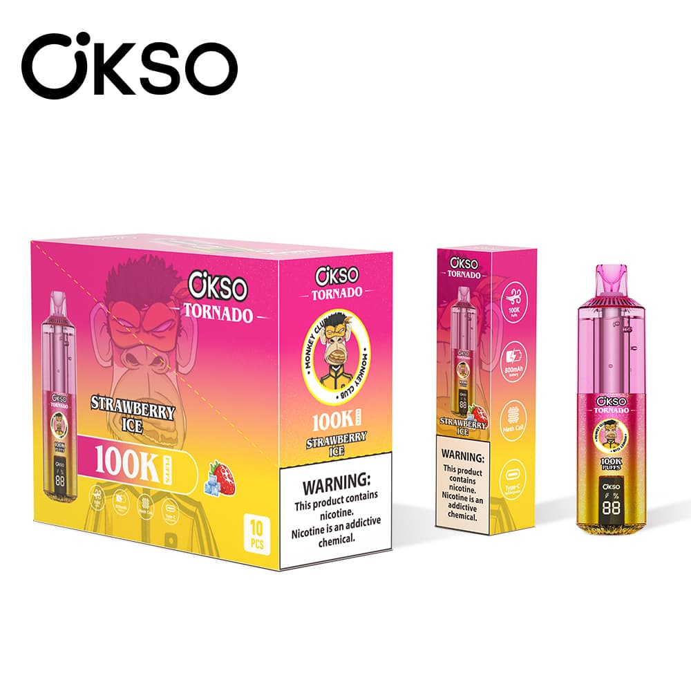 Cigarette électronique jetable OKSO Tornado Monkey Edition, 100 000 bouffées, 10 unités, 800 mAh, 12 saveurs fruitées, écran LED, saveur Myrtil