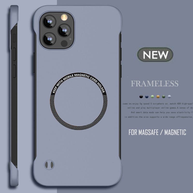 Magnetic Iron Plate Frameless Hard PC Phone Case For Magsafe iPhone 14 15 13 12 11 Pro Mini XR XS Max X 7 8 Plus