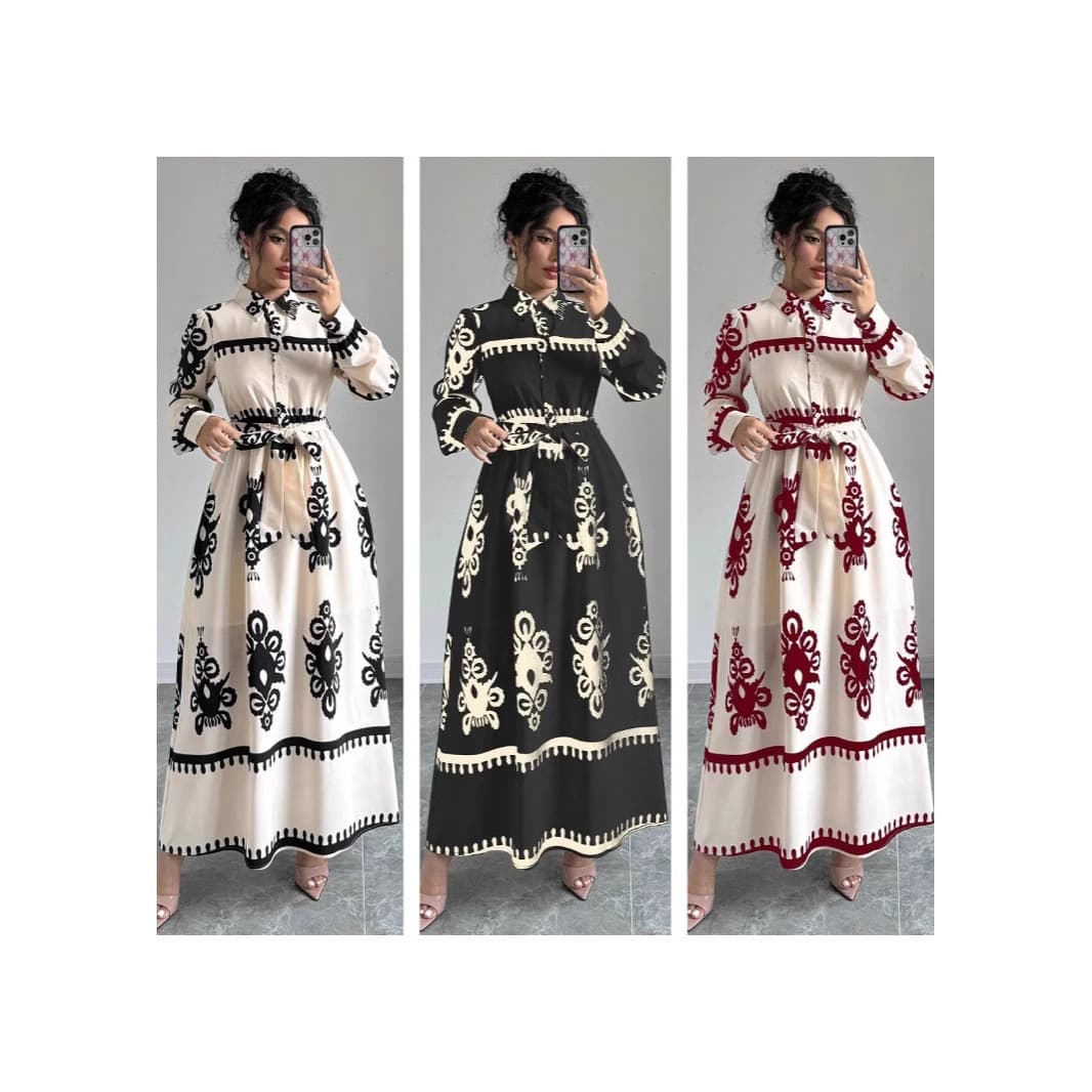 Women’s Clothing autumn and winter printed strap dress