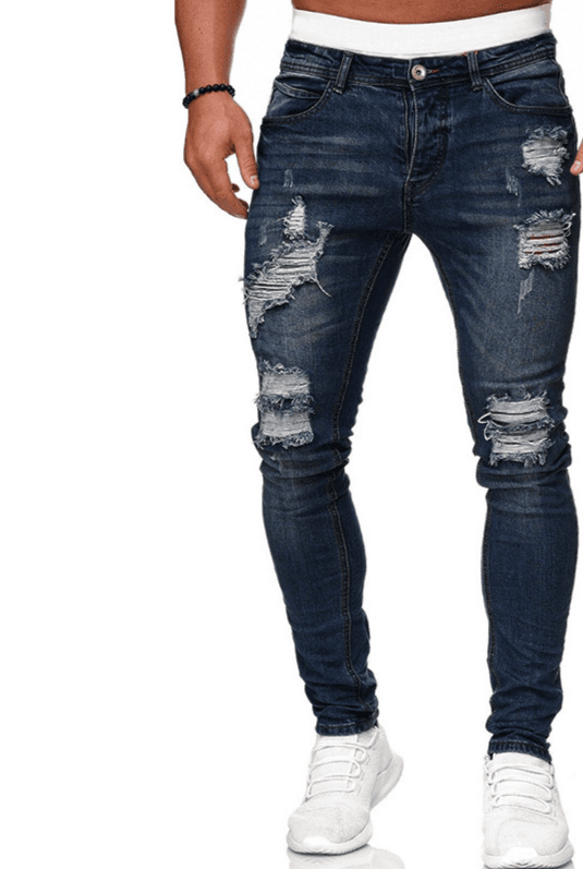 Men's Clothing New Denim Men's Pants Cross-border Trade Break Trend Black Slim Fit Denim Small Leg Pants Men