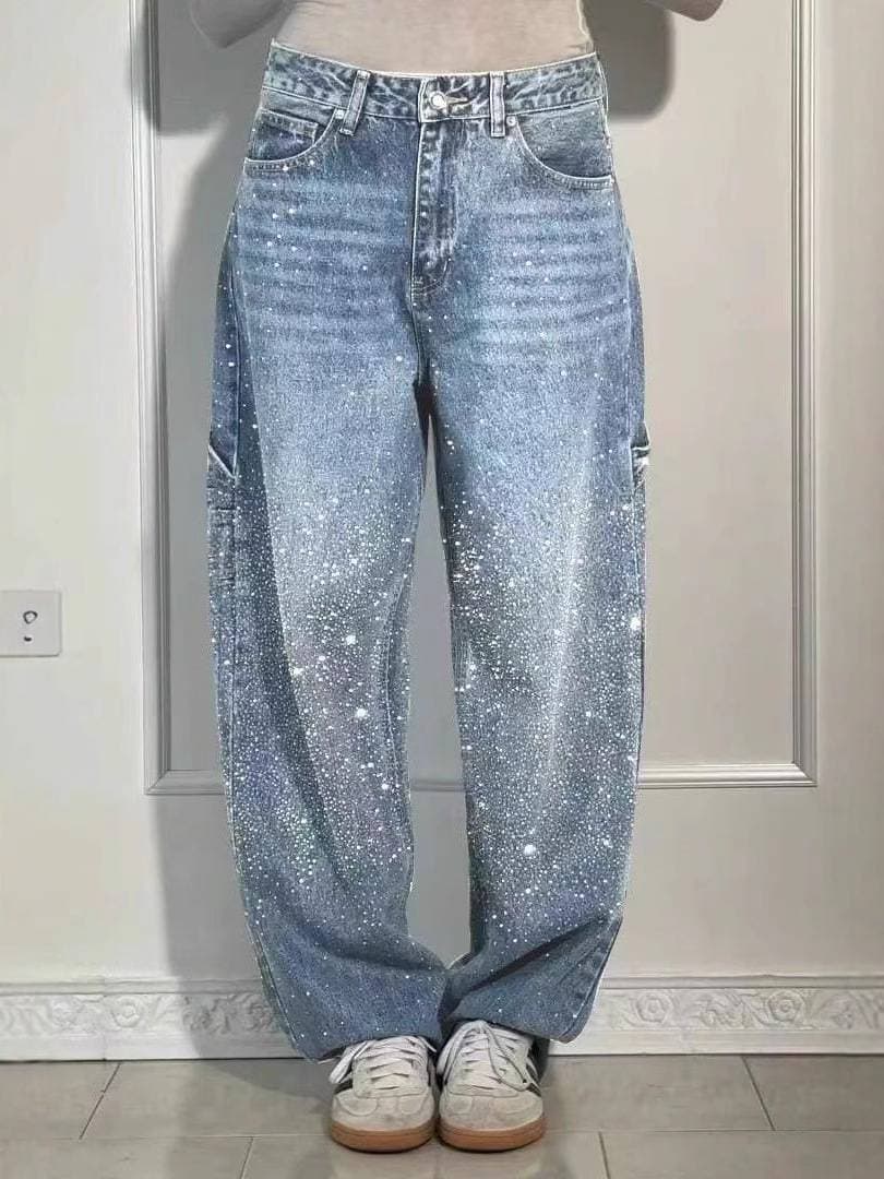 Women's Casual Loose Straight Jeans - European & American Style High Waisted Trousers