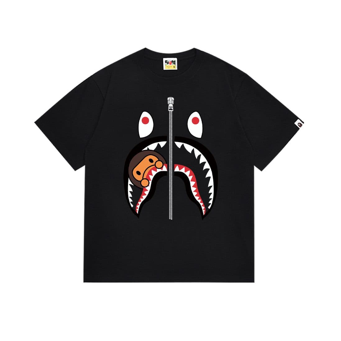 T-shirt enfant à manches courtes imprimé d'un requin, motif homme-singe. 100% coton.