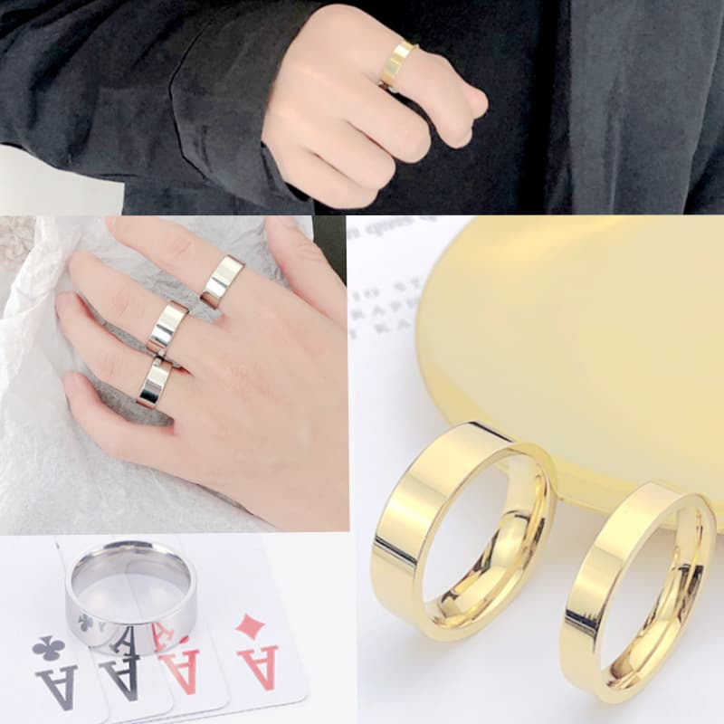 Simple plain titanium steel ring with aperture for women's fashion, light luxury, niche couple ring, and men's handmade