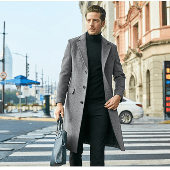 Men's British men's long long sleeve woolen coat autumn and winter cloth coat