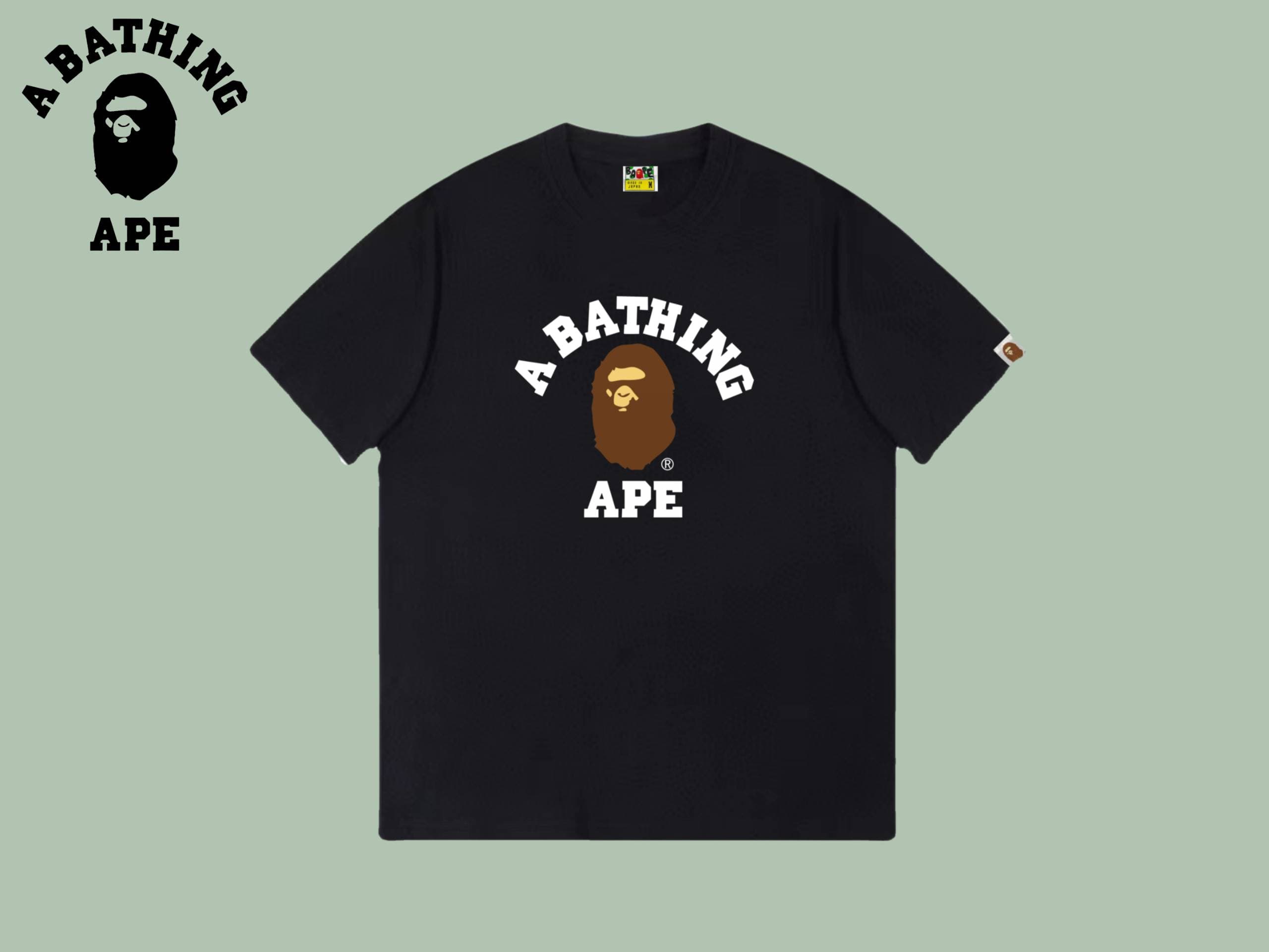 A BATHING APE BAPE-Classic Ape Head Letter Printed Cotton Short Sleeved T-shirt