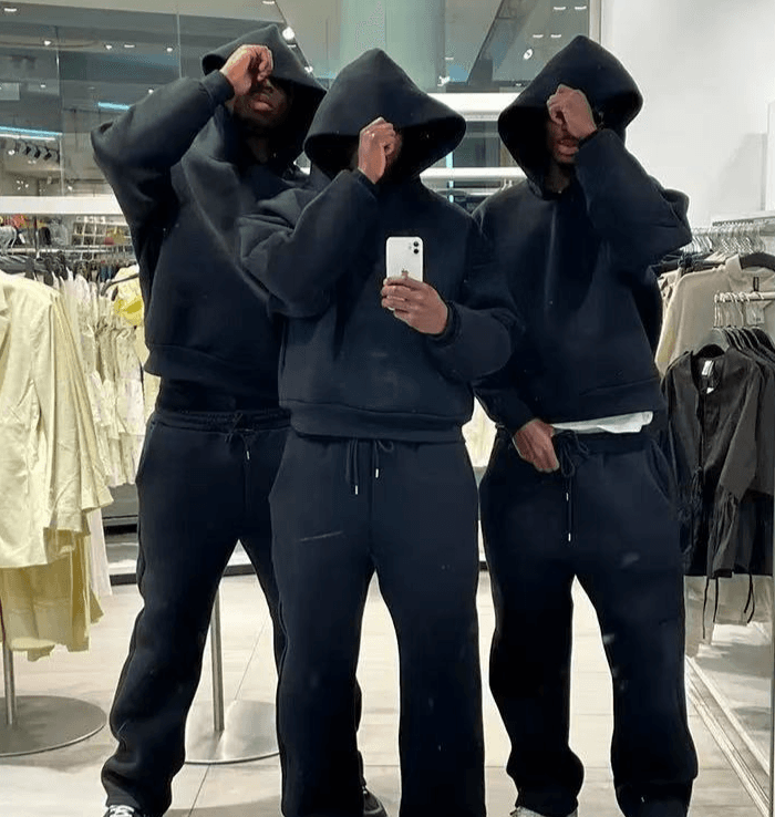New Fashion Cross Border Casual Loose Youth Suit Sweatshirt Hooded Sweatshirt Sweatpants Solid Color Polyester Suit