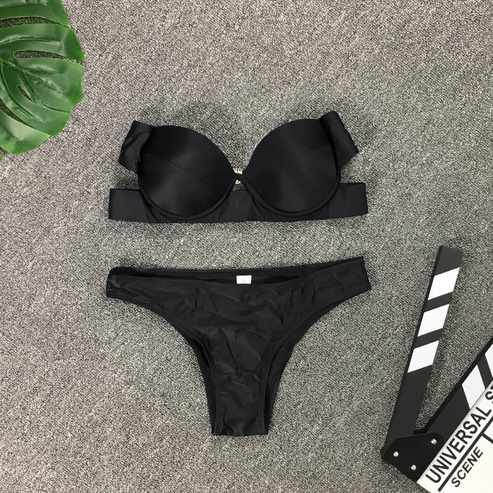 Verve 2021 New Strapless Black Hard Cup Two-Piece Swimsuit Women's Swimwear Bikini