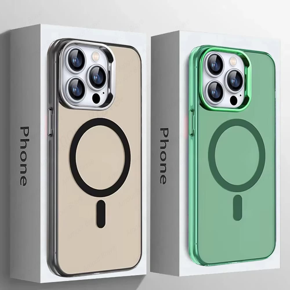 Plating Matte Phone Cases For Iphone 11 14 13 12 15 Pro Max 16 Plus Case Magnetic Wireless Charge Cover
