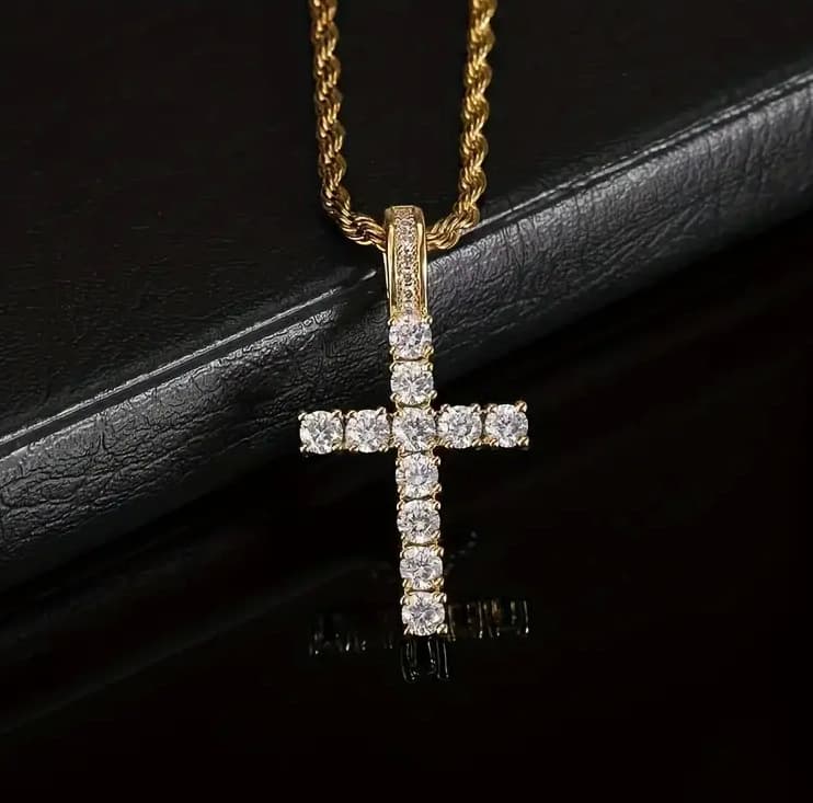 Collier pendentif hip hop décontracté pour homme avec croix Ankh américaine