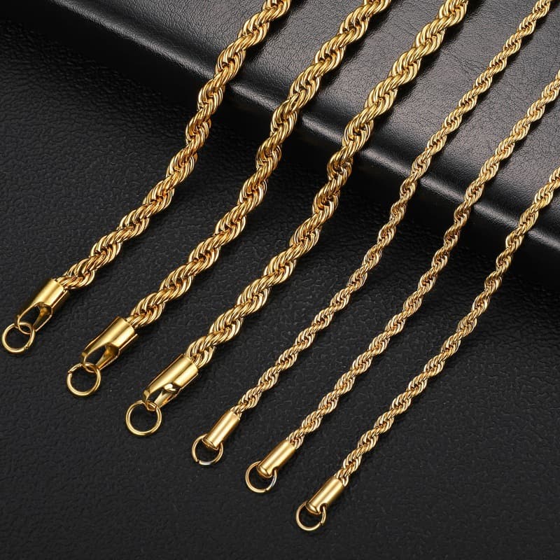 Stainless Steel Twist Vacuum Electroplated Gold Trendy Hip-Hop Jewelry Clavicle Chain Men's Necklace