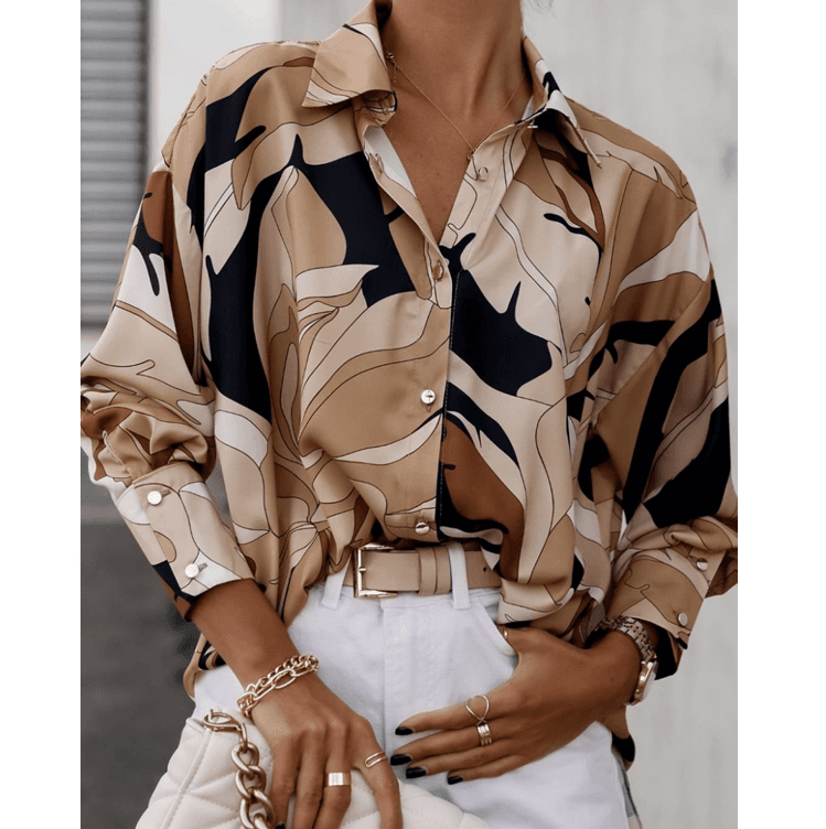Women's spring 2023 new print long sleeve shirt top
