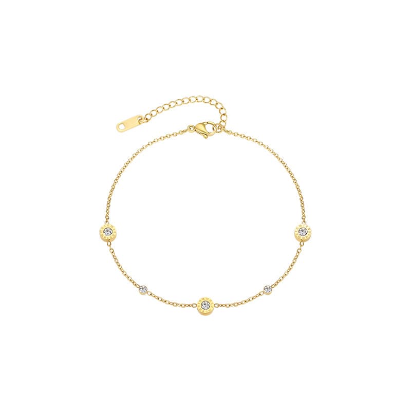 Women's Jewelry Light Luxury High Grade Small Diamond Roman Titanium Steel Bracelet Female Fashion Exquisite Girlfriend Simple Cold Style Hand Jewelry