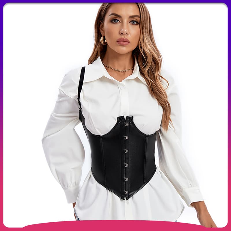 Women's clothing sexy corset, breast support, exposed breasts, PU leather queen uniform, suspender belt, waist and belly, sexy cross-body bra