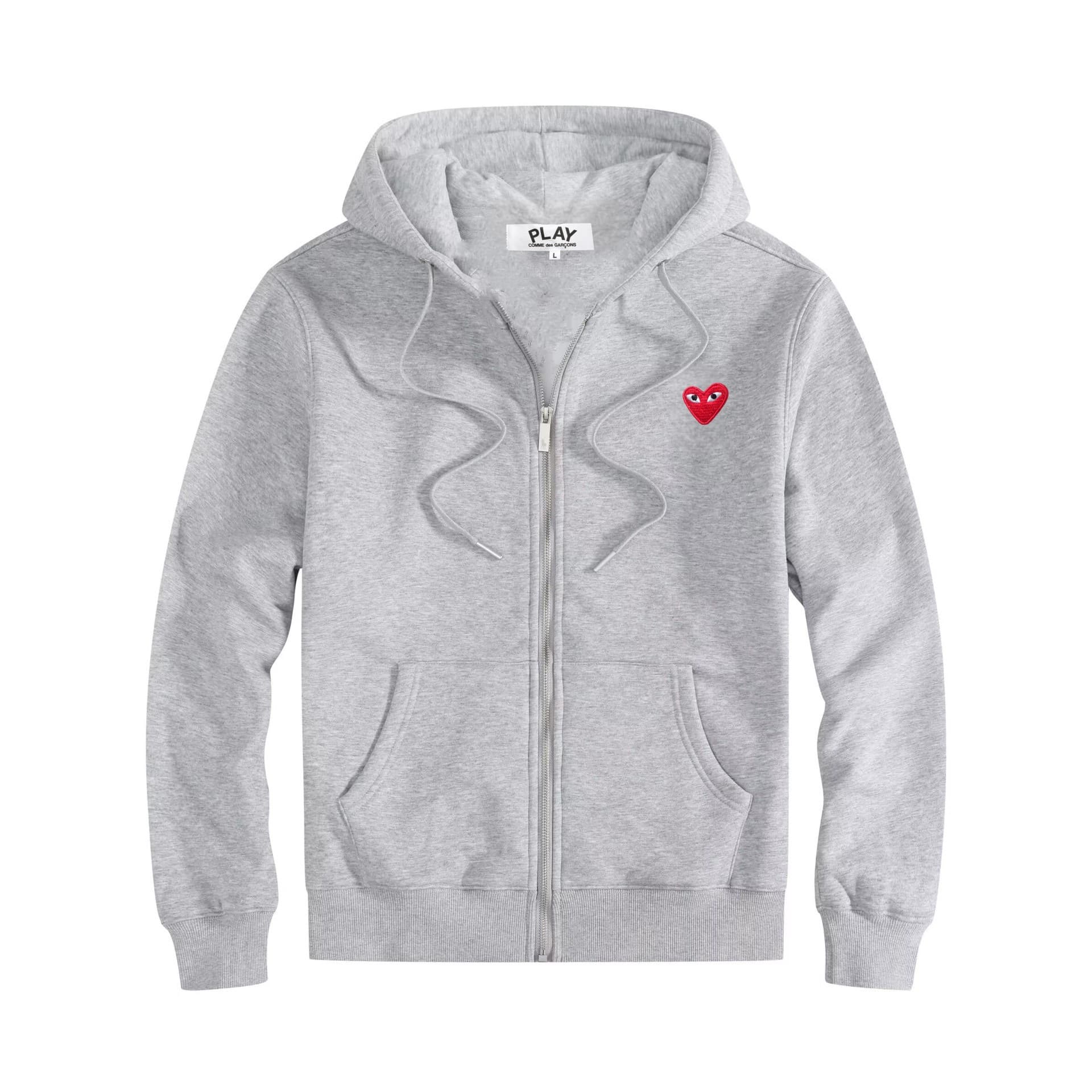 Sweat-shirt à capuche doublé polaire PLAY avec fermeture éclair et cœur brodé, ample, grande taille, unisexe, pour couple