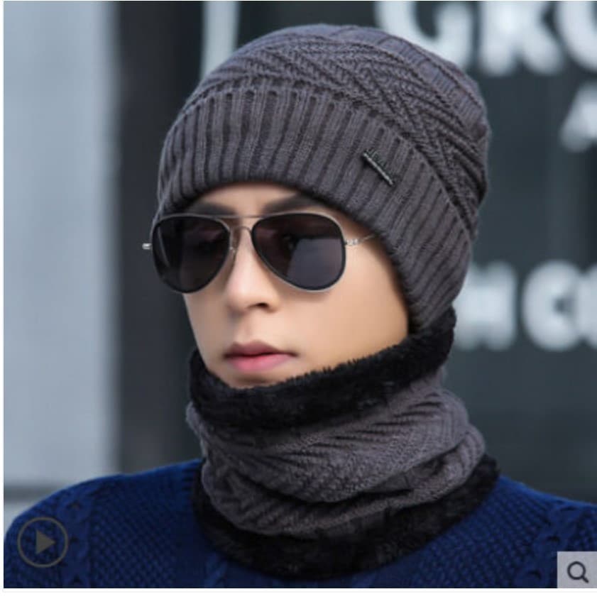 New Hat Men's Winter Warm Knitted Woolen Hat Winter Cycling Ear Protection Cold Protection Hat Men's Cover Hat Neck Thickened