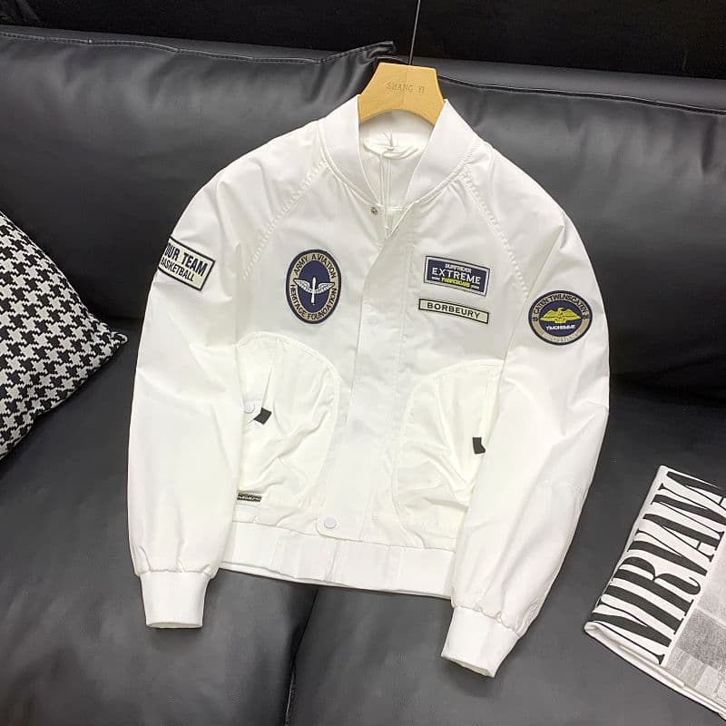 Coat Male Spring And Autumn Plankton Handsome Casual White Baseball Jacket Men's Trend Micro Chapter Tide Brand Overalls Men's Coat