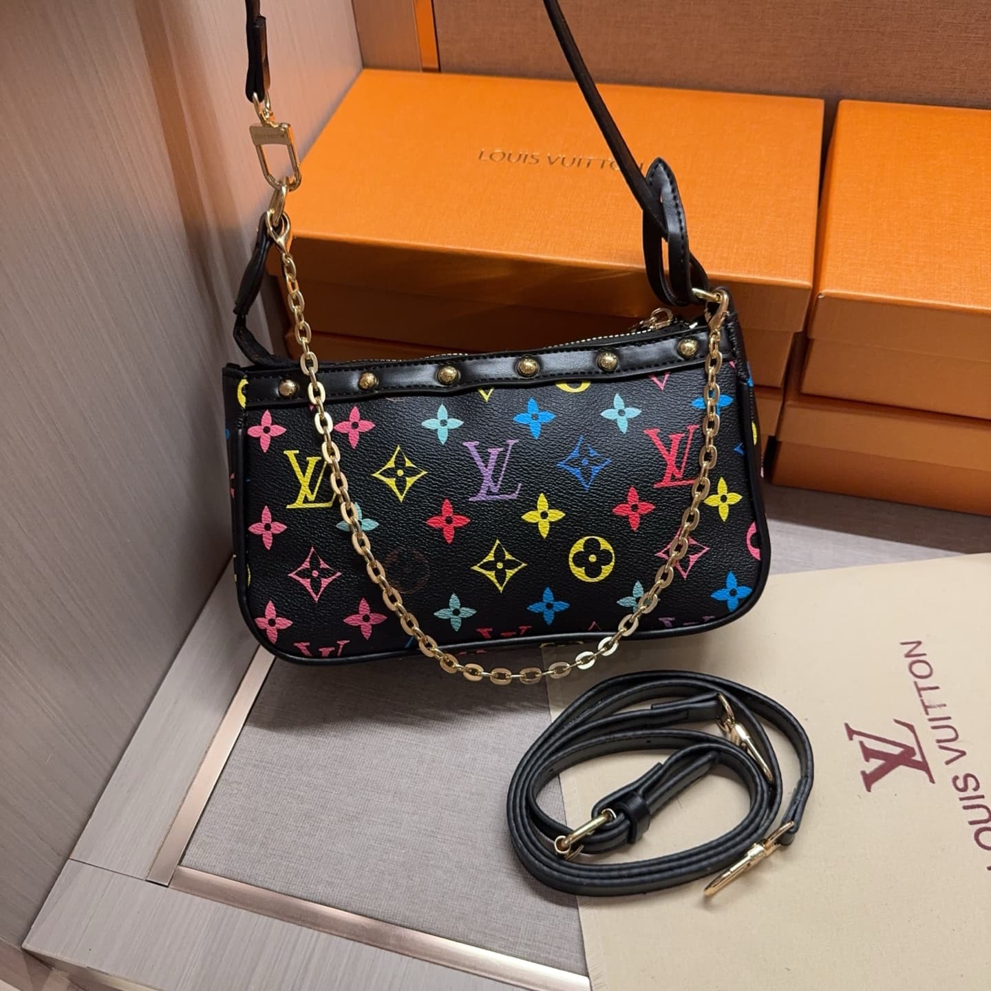 Sac de Mahjong classique de LV en toile résistante, ensemble complet avec étui de protection pour les voyages et l'utilisation quotidienne, design