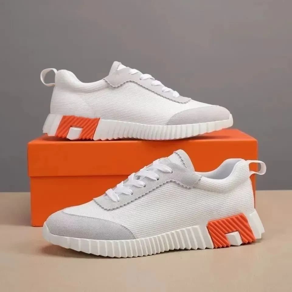 Baskets montantes de marque H pour homme, style décontracté, en cuir et mesh, à lacets, style running.