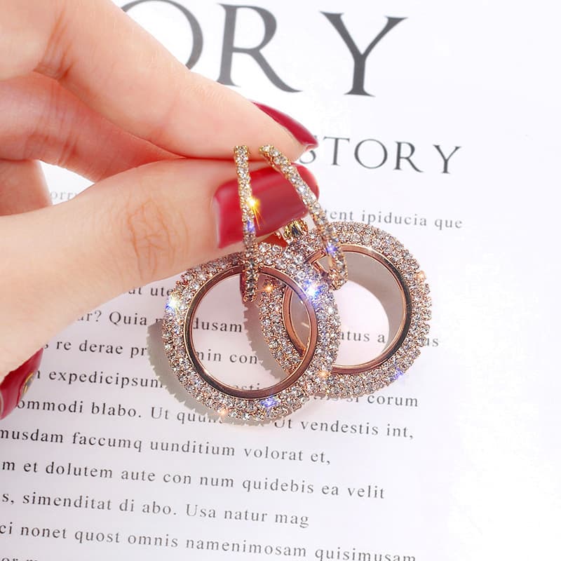 Women's earrings large style earrings that make your face slimming S925 sterling silver needle ring women's new fashion earrings Korean trend