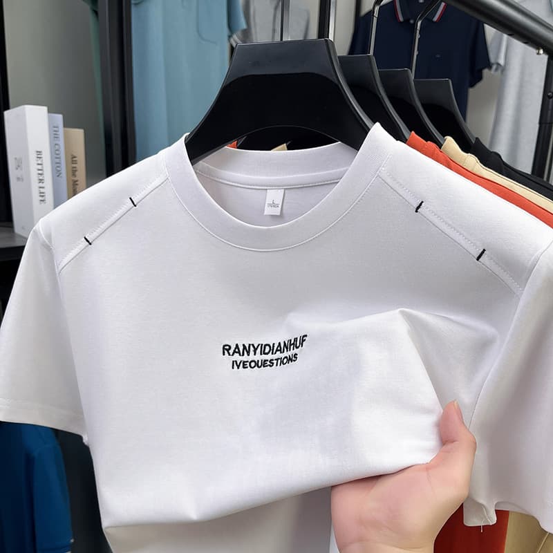 Summer Cotton Casual Korean Round Neck Loose Air Layer Men's T-shirt Short Sleeved