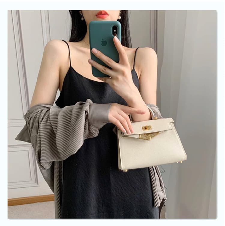 P7 Bubble Green 2023 Nouveau sac Kelly de deuxième génération Printemps et été Sac messager à bandoulière Sac à main en cuir véritable Mini