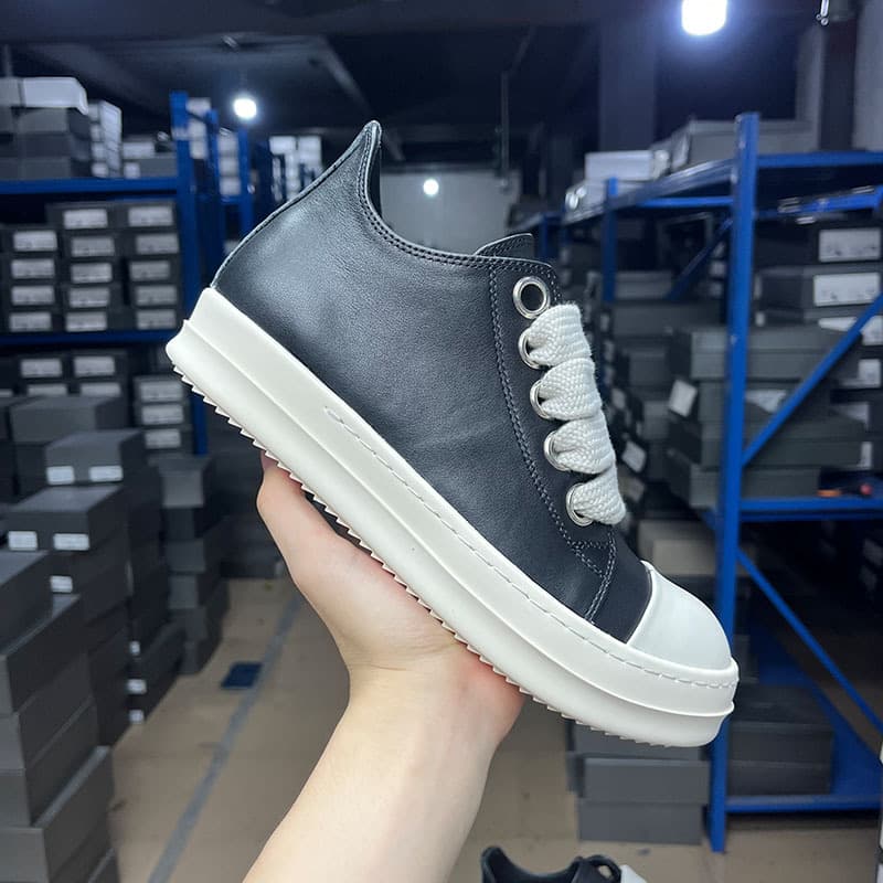 Low Top Men's European Style Spring And Autumn Summer Platform Cowhide Dark RO Black And White Sneakers Women's European And American Trendy Brand