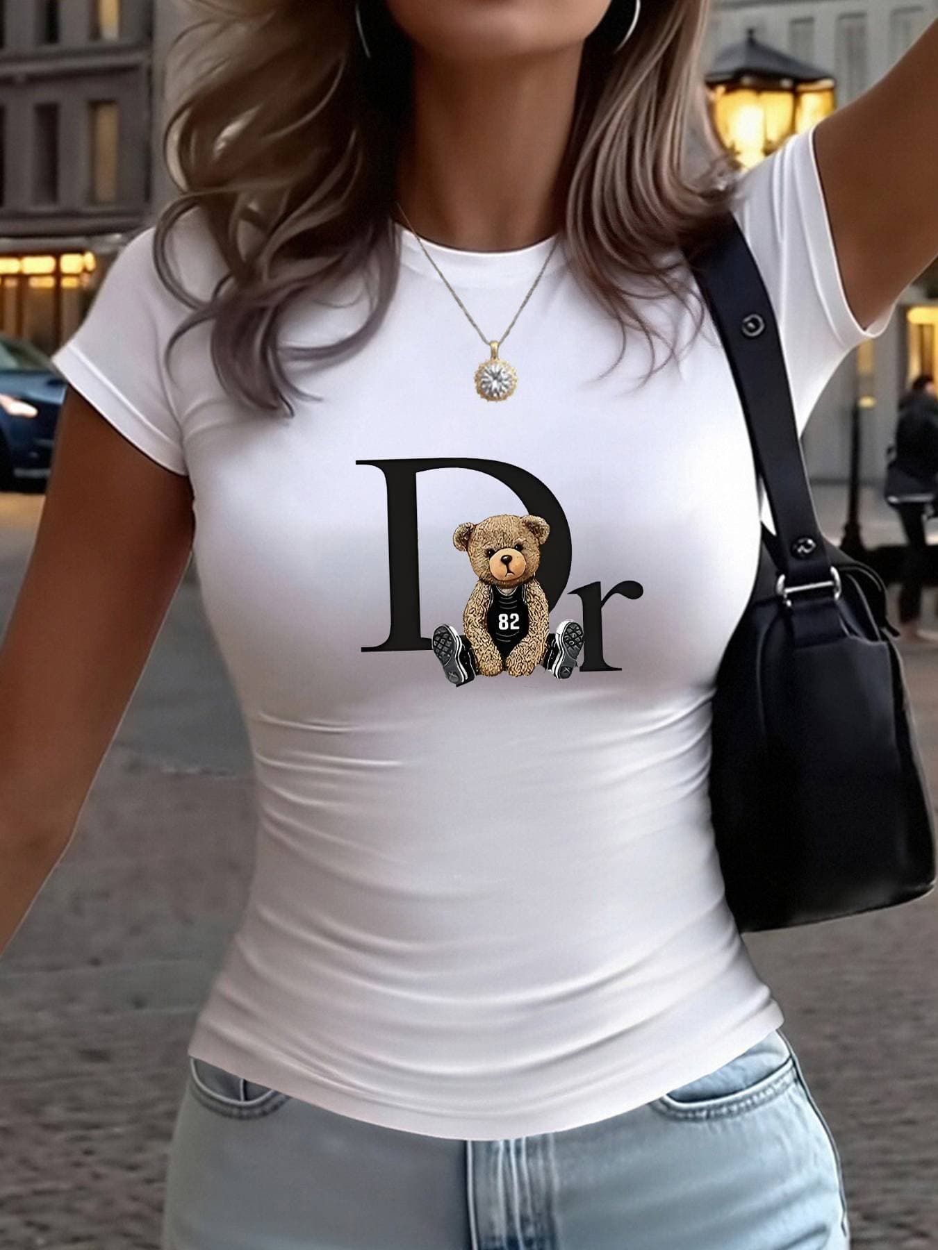 Women Trend Ultra-Short T-Shirt Top Printed Elegant Women's Clothing - Y2K-1