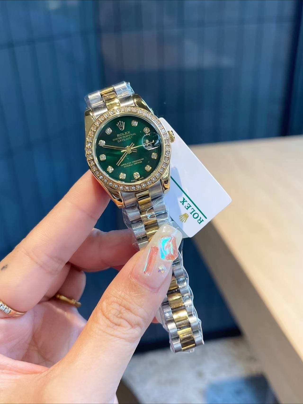 Montre femme édition limitée 28 mm, verre saphir AAA serti de diamants, bracelet en acier massif 316, mouvement à quartz, cadeau d'anniversaire.