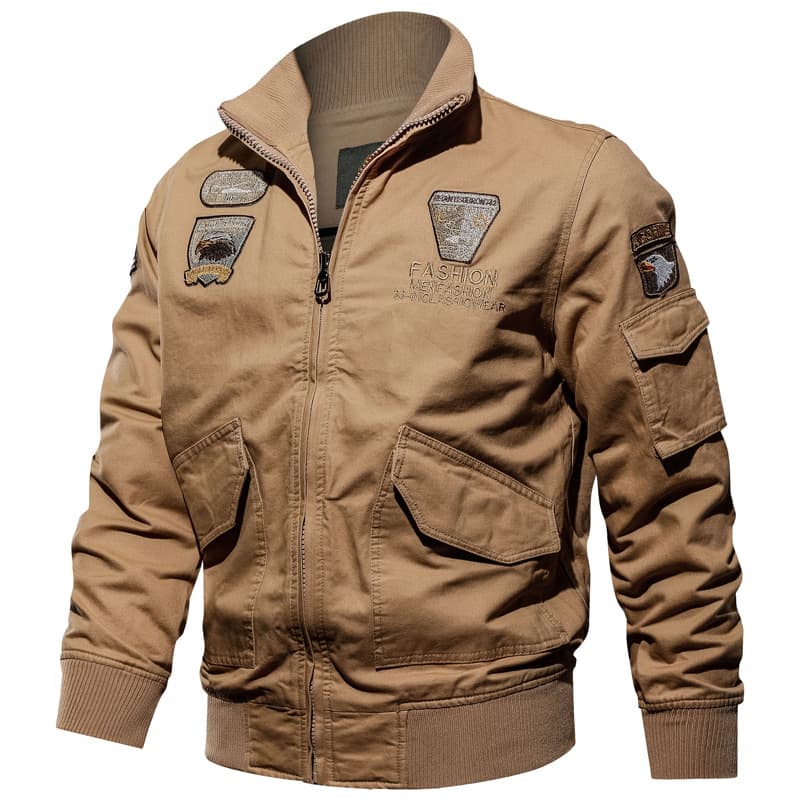 Men's MA-1 Flight Jacket – Lightweight Military Aviator Bomber (Khaki, Olive, Black) | Slim To 6XL, Zip-Up, Multi-Pocket Utility