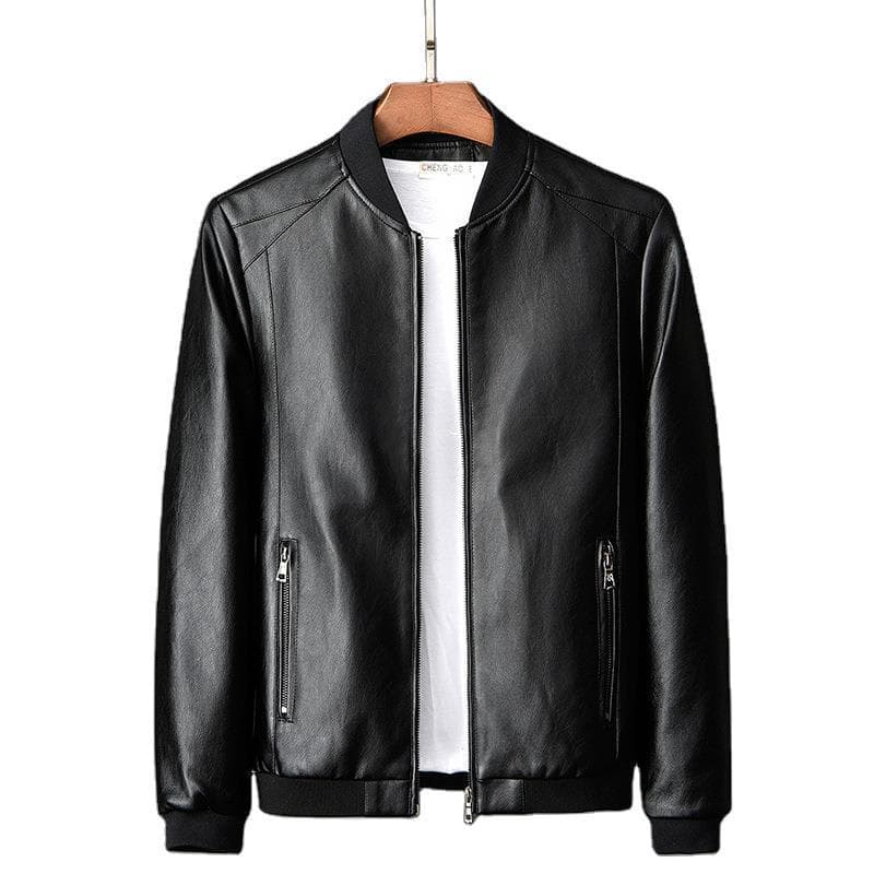 Men's leather jackets for spring velvet to keep warm slim-fitting trendy brand leather jackets youth baseball uniform jackets for men