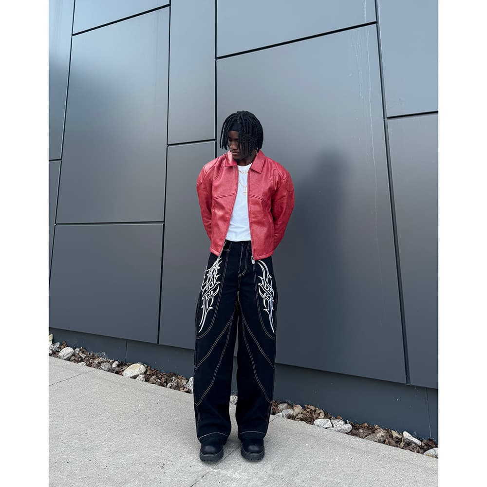Men's Clothing Deconstruction Stitching Scimitar Jeans Men Summer New Loose Straight Trend Wide Leg Trousers