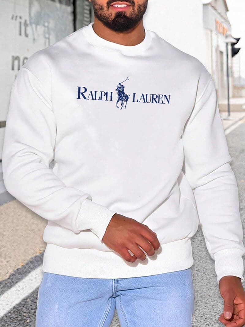 Sweat-shirt chaud à col rond pour hommes, couleur unie, imprimé, nouvelle collection automne et hiver 2024