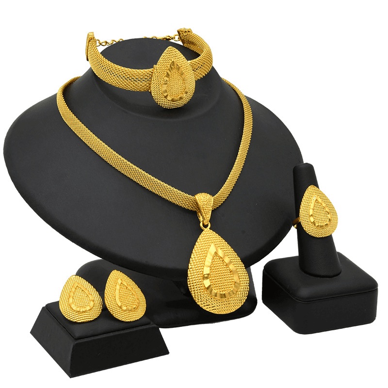 Bridal necklace Bracelet Earrings Ring four-piece women's jewelry set