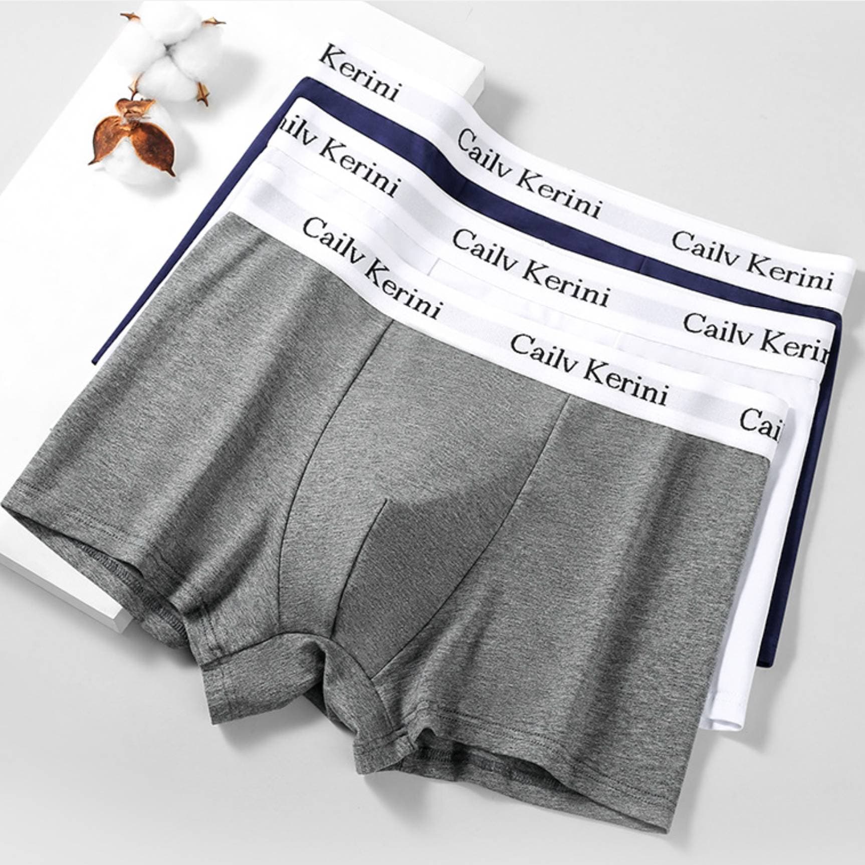 Cotton Men's Underwear Boxer Briefs Men Breathable Sexy Comfortable Mid Waist Youth Personality U Convex Boxer Briefs 4 Colors