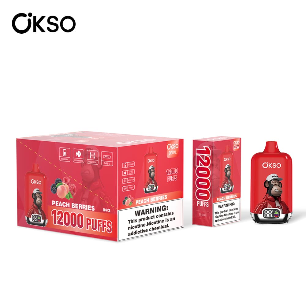 (Mise à niveau du produit ELF BOX 12 000 bouffées - 28 saveurs) Cigarette électronique jetable OKSO Digital 500 mAh, 12 000 bouffées, saveur fr