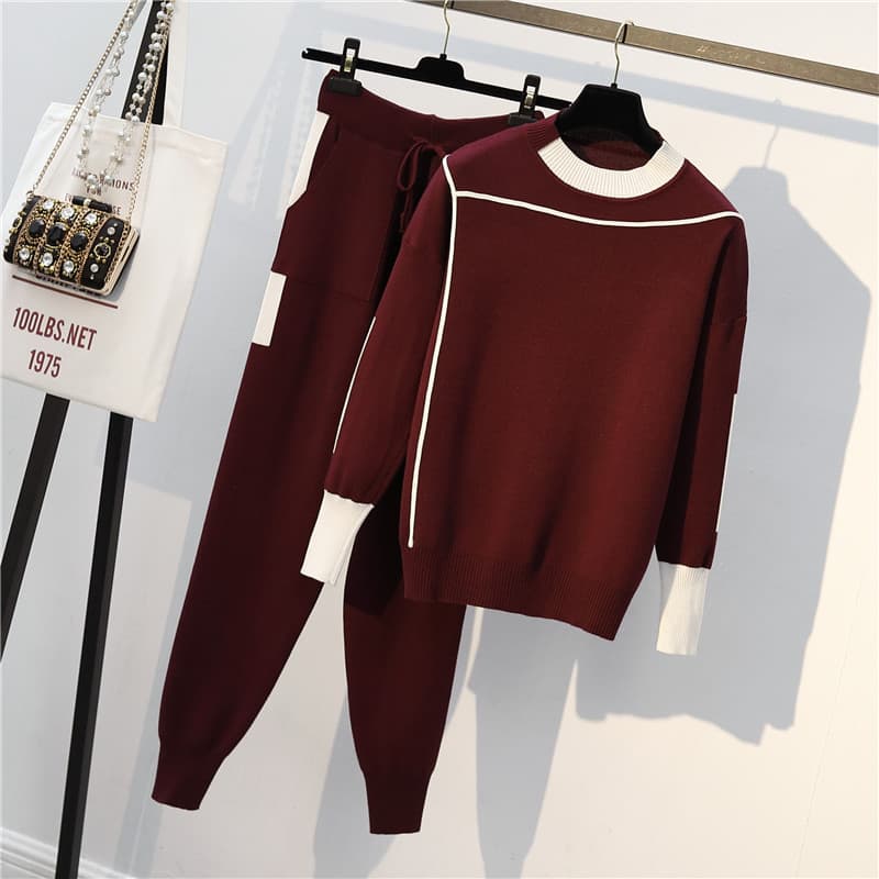 Women's Clothing Fat Girl Cover Belly Knitted Suit