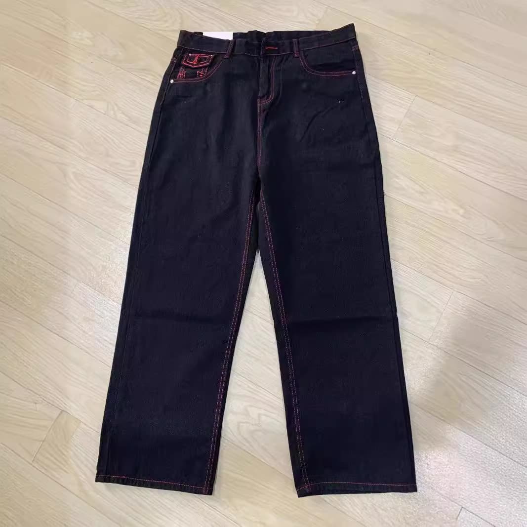 Men's clothing jeans for men, religious Buddha loose large size thick straight casual high street jeans