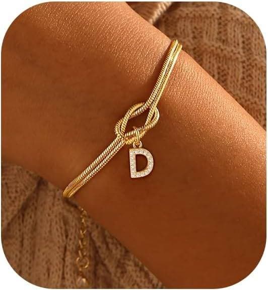 Bracelet en zircon avec 26 lettres, tendance, nœud concentrique, rond, en os de serpent, pour couple, amitié, bijoux de main