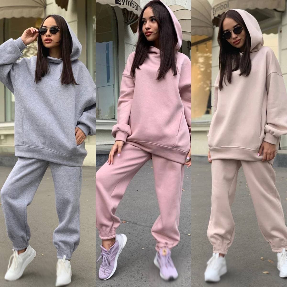 Women’s Clothing Autumn And Winter New Fashion Solid Color Hooded Sweatshirt Casual Two Piece Suit For Women