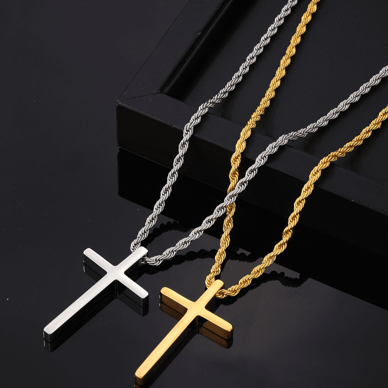 Hip-Hop Cross 304 Stainless Steel Plating Gold Plated Silver Plated Men's Pendant Necklace