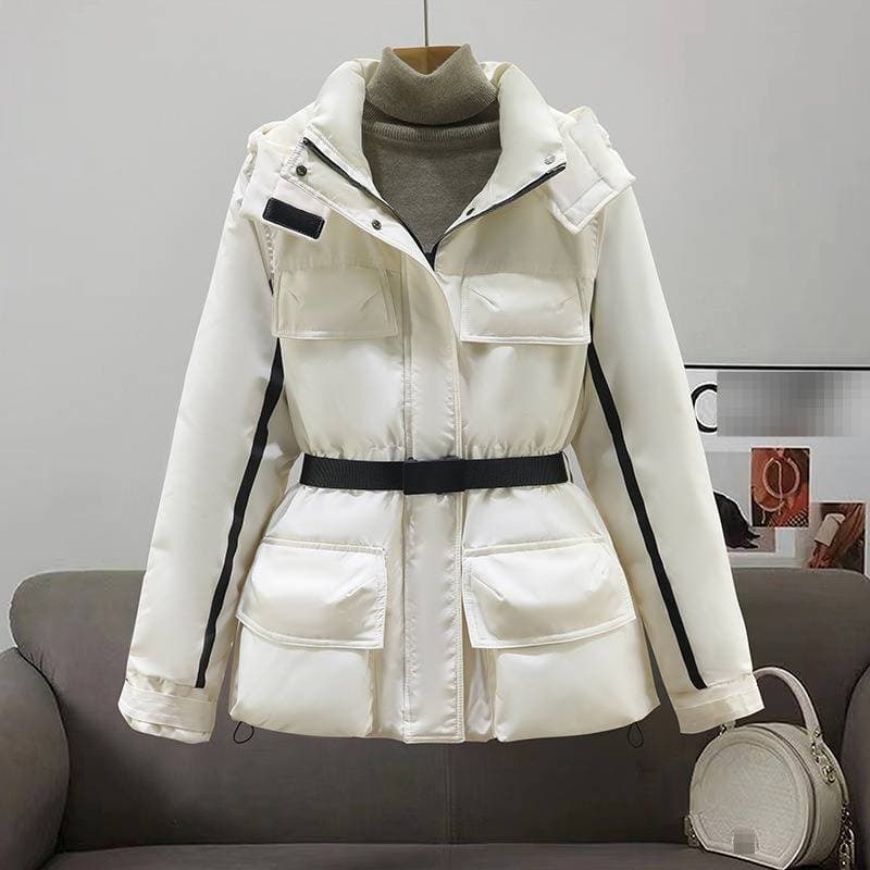Women's Winter Jacket With Hood - Waterproof Windbreaker, Thickened Fleece Lining, Slim Fit, Outdoor Ski Coat For Hiking & Travel