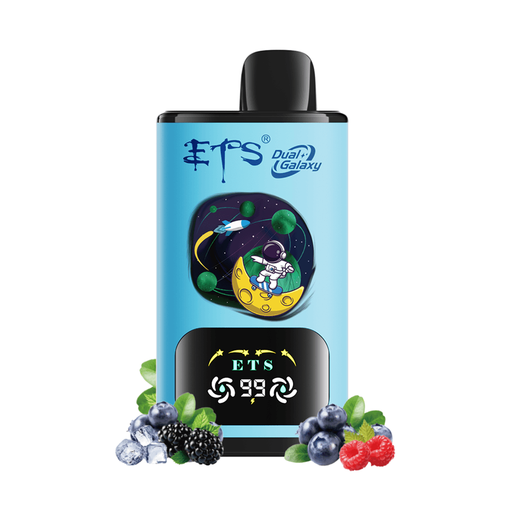ETS Dual Galaxy 30000 bouffées Vape jetable 2 en 1, saveurs fruitées interchangeables, cigarette électronique rechargeable avec affichage numériq